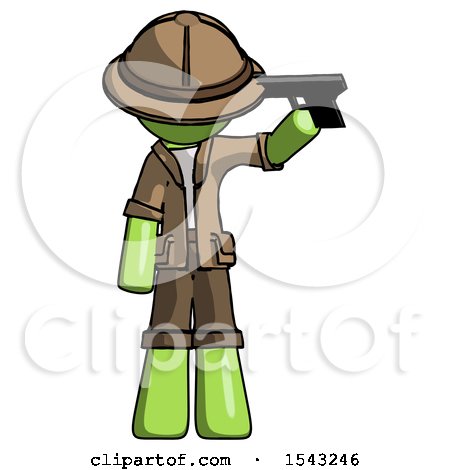 Green Explorer Ranger Man Suicide Gun Pose by Leo Blanchette