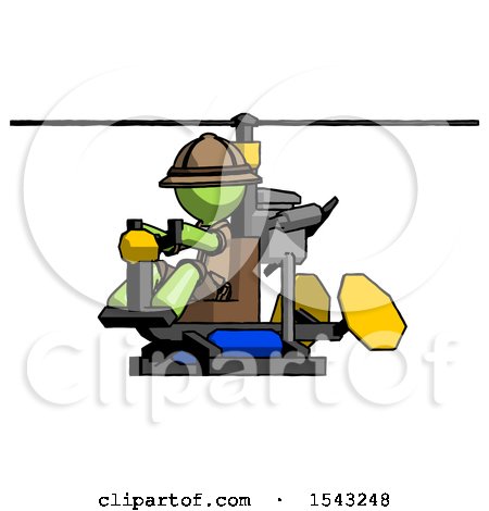 Green Explorer Ranger Man Flying in Gyrocopter Front Side Angle View by Leo Blanchette