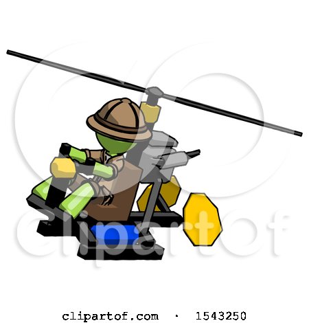 Green Explorer Ranger Man Flying in Gyrocopter Front Side Angle Top View by Leo Blanchette