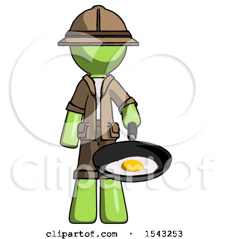 Green Explorer Ranger Man Frying Egg in Pan or Wok by Leo Blanchette