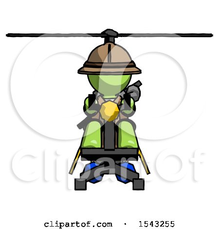 Green Explorer Ranger Man Flying in Gyrocopter Front View by Leo Blanchette
