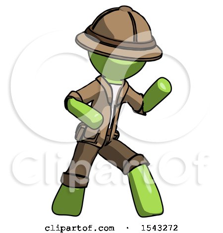 Green Explorer Ranger Man Martial Arts Defense Pose Right by Leo Blanchette