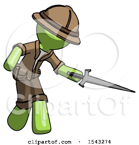 Green Explorer Ranger Man Sword Pose Stabbing or Jabbing by Leo Blanchette