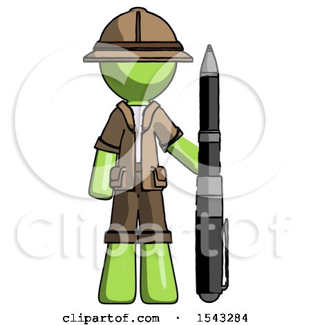 Green Explorer Ranger Man Holding Large Pen by Leo Blanchette