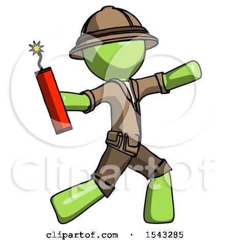 Green Explorer Ranger Man Throwing Dynamite by Leo Blanchette