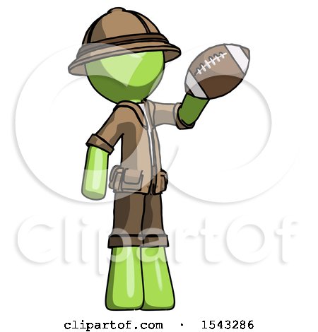 Green Explorer Ranger Man Holding Football up by Leo Blanchette