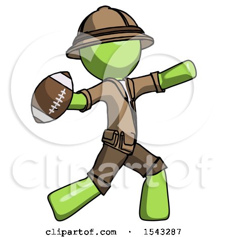Green Explorer Ranger Man Throwing Football by Leo Blanchette