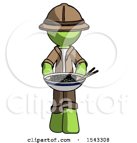 Green Explorer Ranger Man Serving or Presenting Noodles by Leo Blanchette