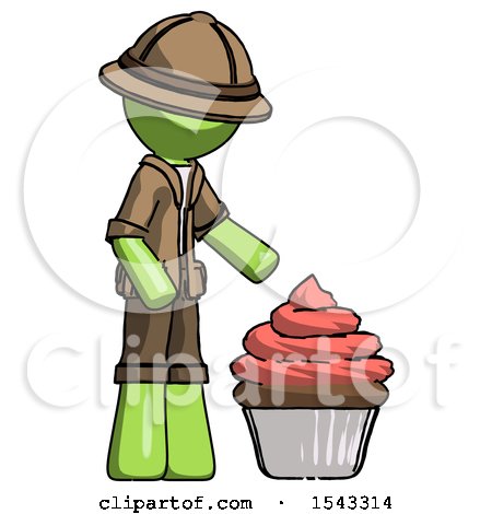 Green Explorer Ranger Man with Giant Cupcake Dessert by Leo Blanchette