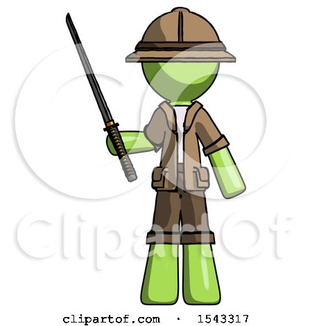 Green Explorer Ranger Man Standing up with Ninja Sword Katana by Leo Blanchette