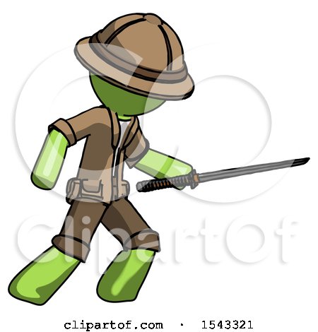 Green Explorer Ranger Man Stabbing with Ninja Sword Katana by Leo Blanchette