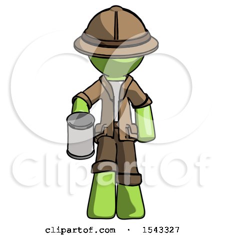 Green Explorer Ranger Man Begger Holding Can Begging or Asking for Charity by Leo Blanchette
