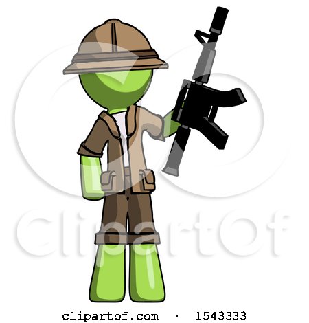 Green Explorer Ranger Man Holding Automatic Gun by Leo Blanchette