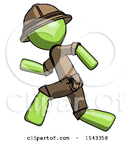 Green Explorer Ranger Man Running Fast Left by Leo Blanchette
