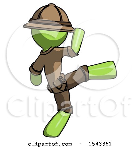 Green Explorer Ranger Man Kick Pose by Leo Blanchette