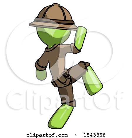 Green Explorer Ranger Man Kick Pose Start by Leo Blanchette