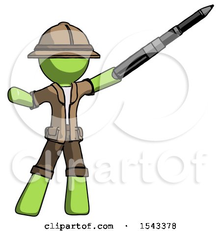 Green Explorer Ranger Man Demonstrating That Indeed the Pen Is Mightier by Leo Blanchette