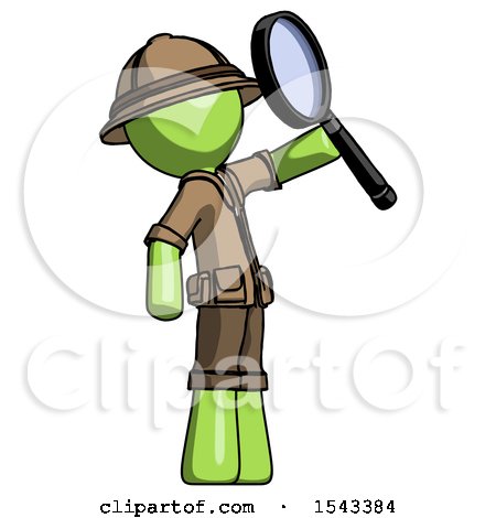 Green Explorer Ranger Man Inspecting with Large Magnifying Glass Facing up by Leo Blanchette