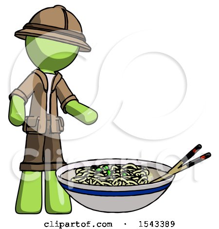 Green Explorer Ranger Man and Noodle Bowl, Giant Soup Restaraunt Concept by Leo Blanchette