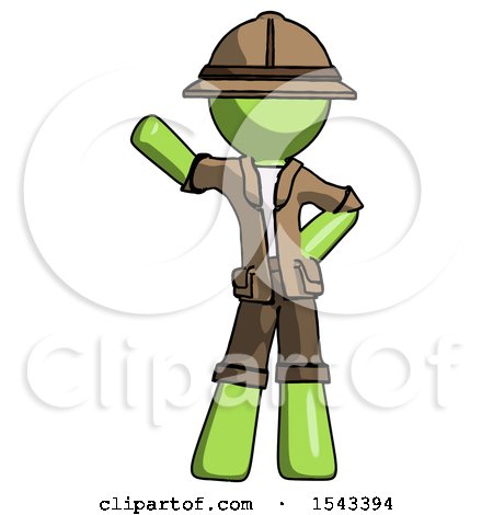 Green Explorer Ranger Man Waving Right Arm with Hand on Hip by Leo Blanchette