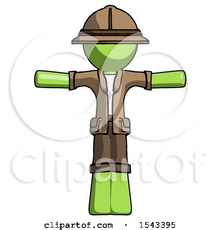 Green Explorer Ranger Man T-Pose Arms up Standing by Leo Blanchette