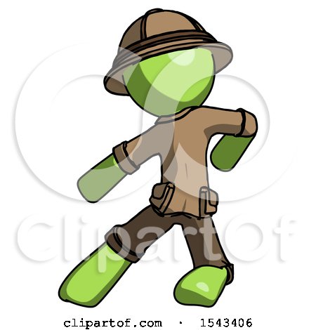 Green Explorer Ranger Man Karate Defense Pose Left by Leo Blanchette