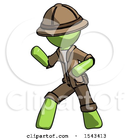 Green Explorer Ranger Man Martial Arts Defense Pose Left by Leo Blanchette
