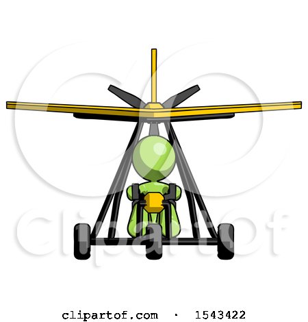 Green Design Mascot Woman in Ultralight Plane Front View by Leo Blanchette