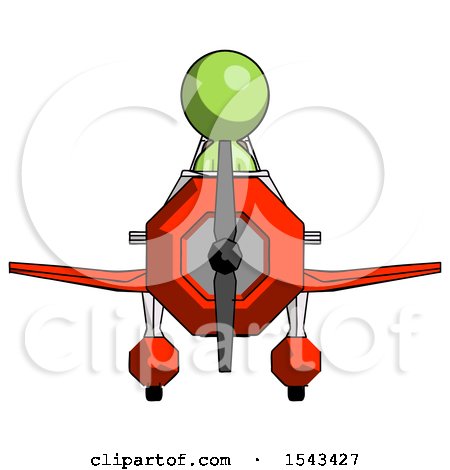 Green Design Mascot Man in Geebee Stunt Plane Front View by Leo Blanchette
