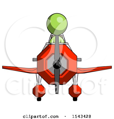 Green Design Mascot Woman in Geebee Stunt Plane Front View by Leo Blanchette