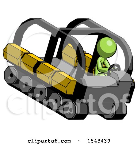 Green Design Mascot Man Driving Amphibious Tracked Vehicle Top Angle View by Leo Blanchette