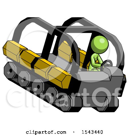Green Design Mascot Woman Driving Amphibious Tracked Vehicle Top Angle View by Leo Blanchette