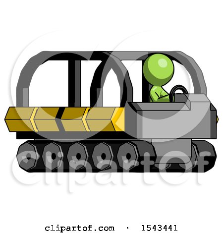 Green Design Mascot Man Driving Amphibious Tracked Vehicle Side Angle View by Leo Blanchette