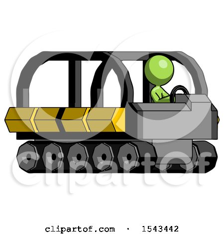 Green Design Mascot Woman Driving Amphibious Tracked Vehicle Side Angle View by Leo Blanchette