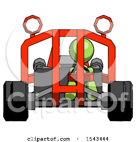 Green Design Mascot Woman Riding Sports Buggy Front View by Leo Blanchette