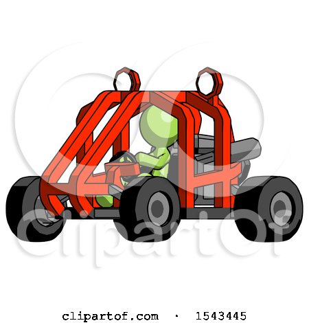 Green Design Mascot Man Riding Sports Buggy Side Angle View by Leo Blanchette