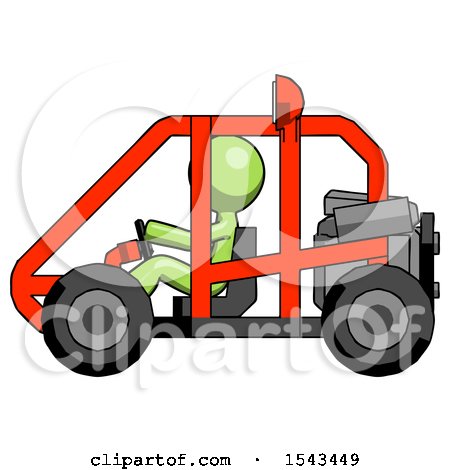 Green Design Mascot Man Riding Sports Buggy Side View by Leo Blanchette