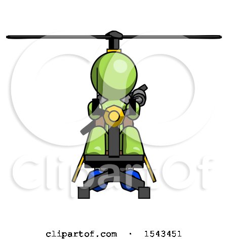 Green Design Mascot Man Flying in Gyrocopter Front View by Leo Blanchette