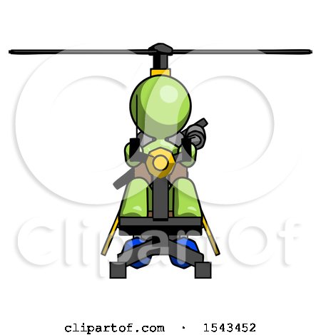 Green Design Mascot Woman Flying in Gyrocopter Front View by Leo Blanchette