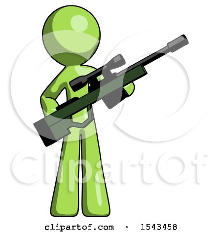 Green Design Mascot Man Holding Sniper Rifle Gun by Leo Blanchette