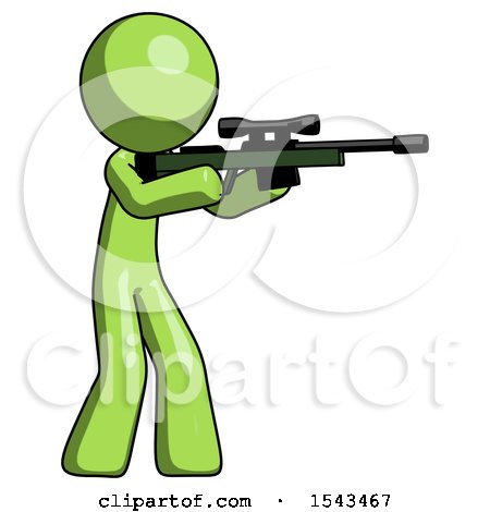 Green Design Mascot Man Shooting Sniper Rifle by Leo Blanchette