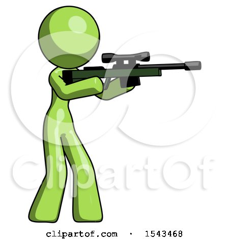 Green Design Mascot Woman Shooting Sniper Rifle by Leo Blanchette