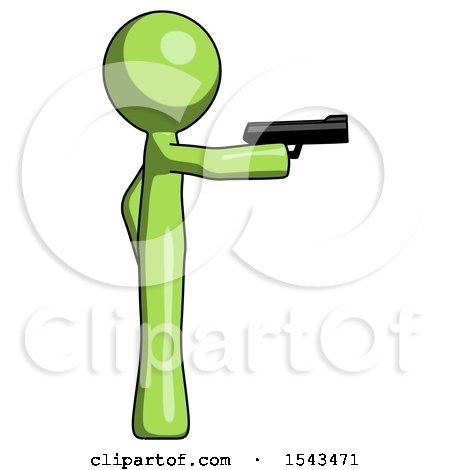 Green Design Mascot Man Firing a Handgun by Leo Blanchette