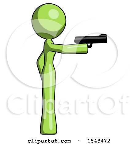 Green Design Mascot Woman Firing a Handgun by Leo Blanchette