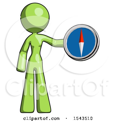 Green Design Mascot Woman Holding a Large Compass by Leo Blanchette