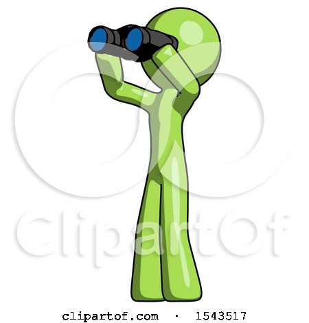 Green Design Mascot Man Looking Through Binoculars to the Left by Leo Blanchette