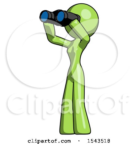 Green Design Mascot Woman Looking Through Binoculars to the Left by Leo Blanchette