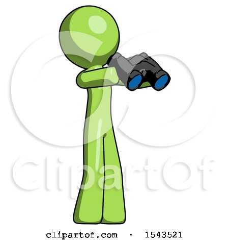 Green Design Mascot Man Holding Binoculars Ready to Look Right by Leo Blanchette