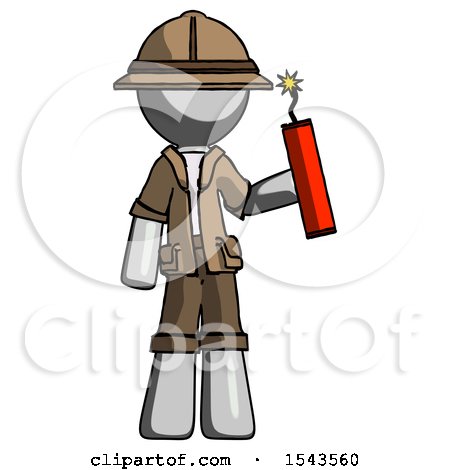 Gray Explorer Ranger Man Holding Dynamite with Fuse Lit by Leo Blanchette