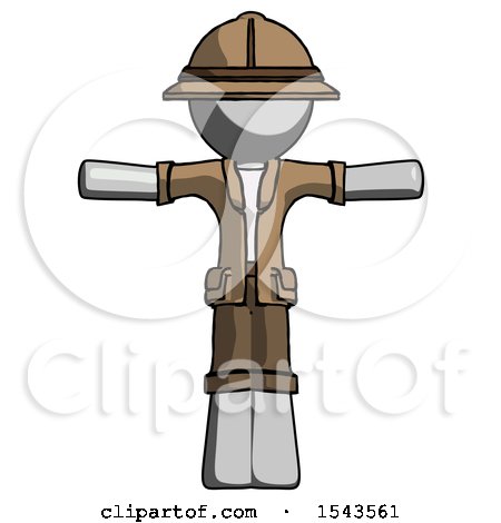 Gray Explorer Ranger Man T-Pose Arms up Standing by Leo Blanchette